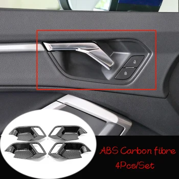 

For Audi Q3 2019 2020 Accessories ABS Matte/Carbon Fibre LHD Car Inner Door Bowl Protector Frame Cover Trims Car Styling 4pcs
