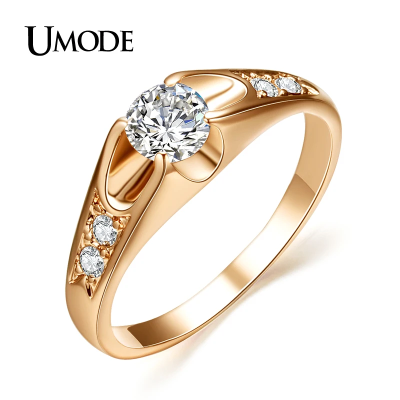 UMODE Кольца для помолвки с покрытием из розового золота 18к и фианитами 0,5к JR0064A - изображение