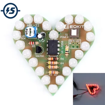 

Red DIY Heart Shape Breathing Lamp Kit DC4V-6V DIY Electronic Production DIY Kits Heart Shaped Lamp Suite Electronic DIY Kit