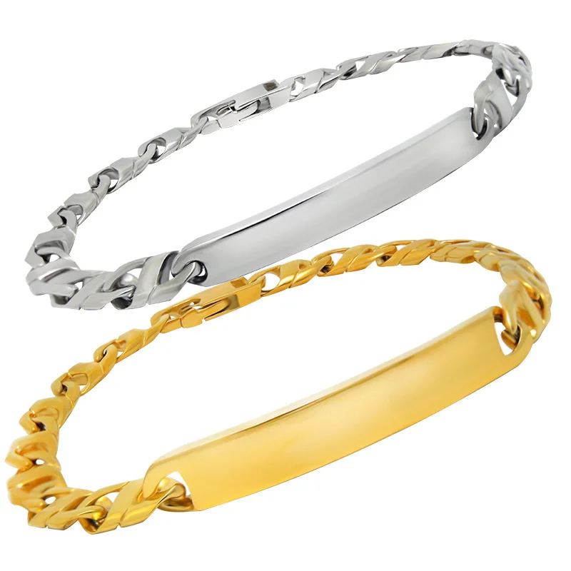 

2015 NEW PUNK silver gold women bracelet Blank Bangle silver stainless steel bracelets link cuff wristband