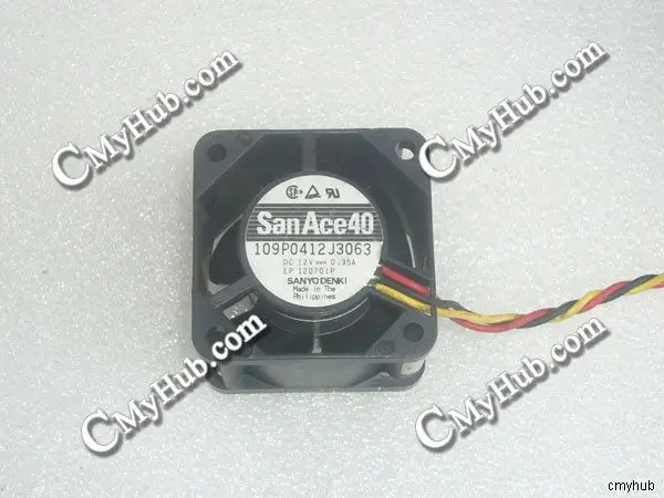 Подлинный для SANYO DENKI 109P0412J3063 DC12V 0.35A 3-контактный 3-проводной 4028 40X40X28MM охлаждающий