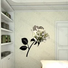 Акриловая 3D Зеркальная Наклейка с кристаллами розы для спальни, гостиной, фоновая Настенная Наклейка s, романтическая 3D зеркальная Настенная Наклейка s