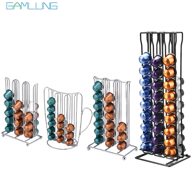 Cheap Stainless Steel Metal Nespresso Capsule Coffee Pod Holder Tower Stand Display Rack Storage Capsule Organizer Tool