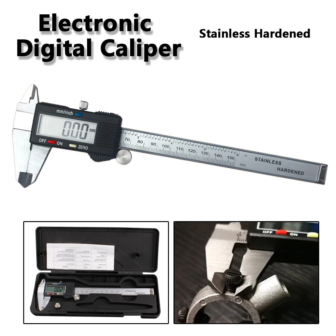 

LCD Display Stainless Steel Electronic Depth Gauge Measuring Instruments Tool 6 inch / 150mm Vernier Metric Digital Caliper
