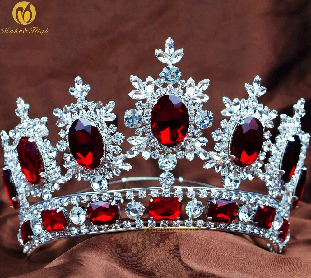 王女ページェント花ティアラ王冠レッドクリスタルストーンの花嫁クラウンブライダルウェディングヘッドバンドウェディングパーティー衣装 Wedding Headband Bridal Weddingbridal Wedding Headbands Aliexpress