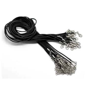 

10Pcs Necklace Lobster Clasp Waxen Cord Collier Fermoir Extension Chain Black Jewelry DIY Finding 47cm(18-1/2")