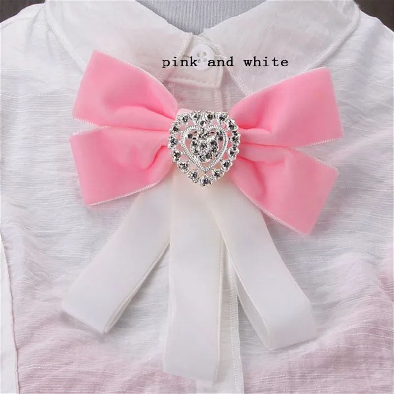 

Top Fabric Brooches Pins Clips Wedding Jewelry Ribbon Bowknot Rhinestone Heart Brooches Fashion Women Girls Jewellery
