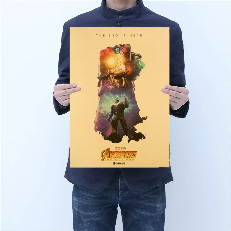

New Marvel Figures Toys Avengers DC Superhero Series Iron Man The Avengers Vintage Kraft Paper Home Decor Art Retro Prints Toy