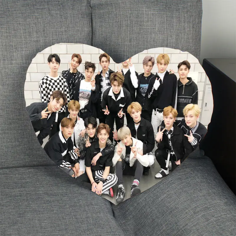 New Kpop Pillow Case NCT Heart Shape Satin Fabric Pillow Cover For Home Bedroom Wedding Decorate Pillow Cases - Color: 5