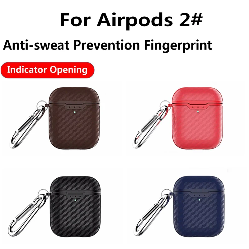 

Carbon Fiber Style Earphone Case for Airpods 2 Case Business Soft TPU Full Protective Case for Airpods 2 Cover Soft Case Bag