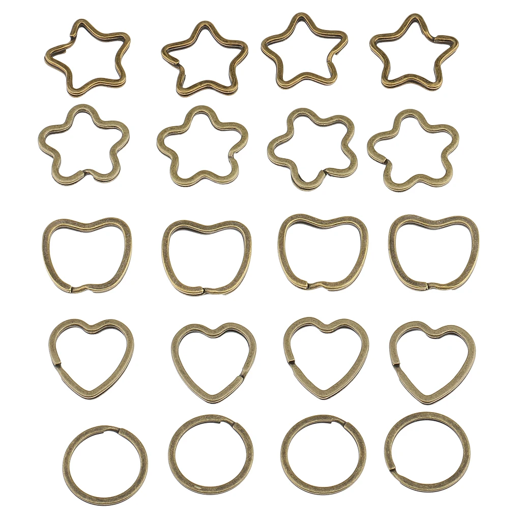 20 Pieces Alloy Bronze SPILT KEY RING Key Chain Small Ring Finding Mixed Style