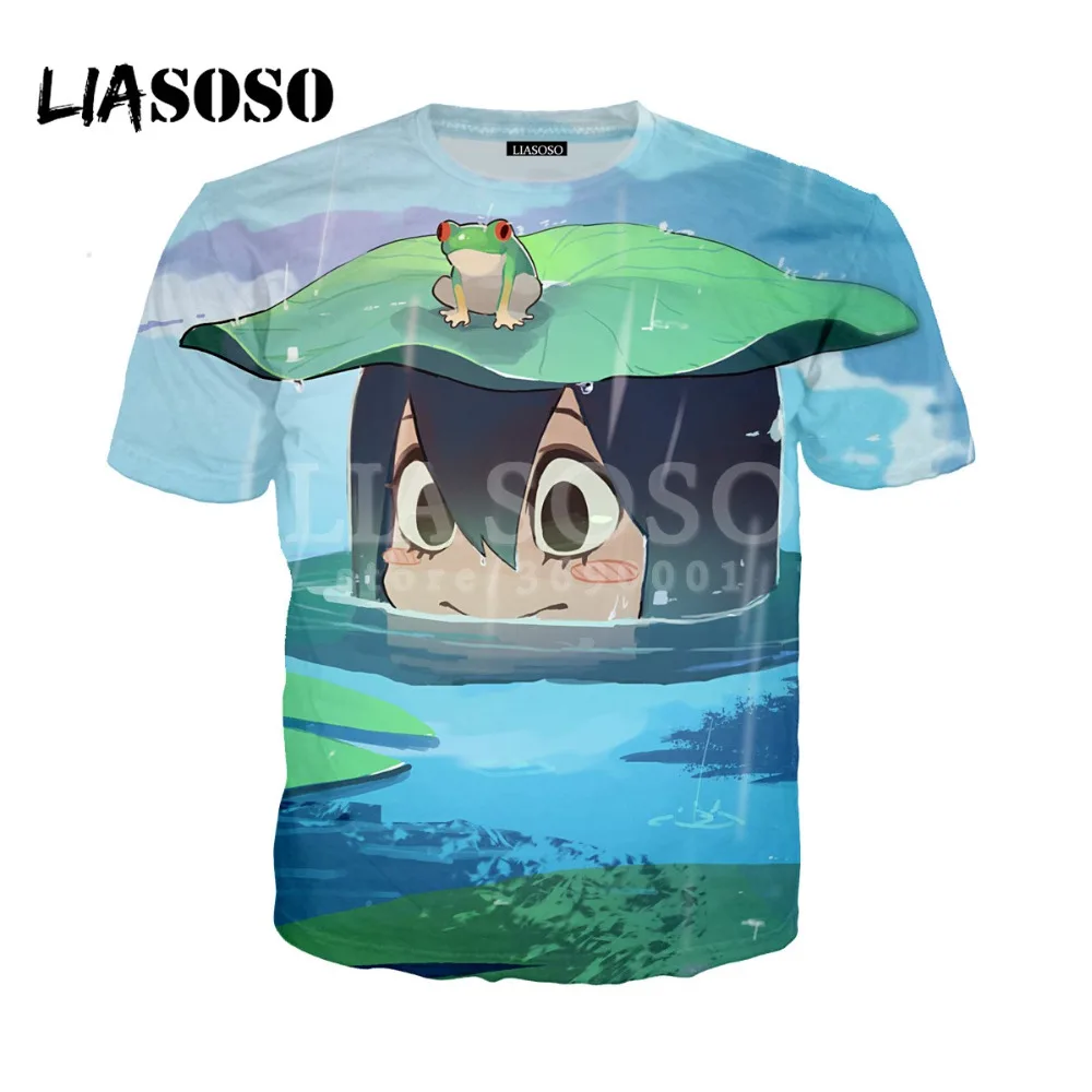 Liaseo 2018 футболка с 3D принтом для женщин и мужчин Аниме Boku No Hero Академия Izuku Tsuyu