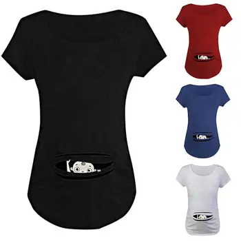 

Women's Short Sleeve Pregnant Women Breastfeeding Print T-Shirt Tops Cotton Fashion Stretch Marks Maternity