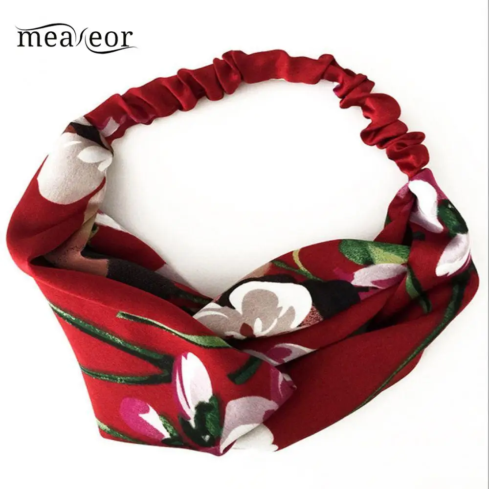 

Meaneor Women Girls Summer Bohemian Hair Bands Print Headbands Retro Cross Turban Bandage Hair Bands Head wrap Hair Accessories