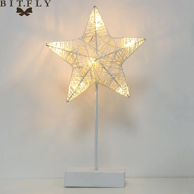 39x20 см Милая Рождественская елка, ротанговая модель в форме звезды, светодиодный Рождественский Креативный светодиодный Ночной светильник, романтическая домашняя настольная Ночная лампа - Цвет: Rattan star