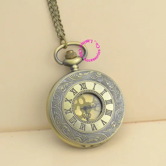 

Coupon for wholesale buyer price good quality new bronze vintage golden Roman numerals antique pocket watch necklace with chain