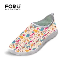 FORUDESIGNS/летние женские туфли на плоской подошве с милым животным принтом; женские повседневные пляжные сетчатые туфли; очень легкие прогулочные туфли для девочек