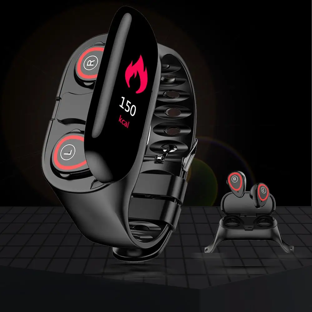 

M1 Newest AI Smart Watch Bluetooth Earphone Heart Rate Monitor Smart Wristband Long Time Standby Sport Smart Watch Men Women