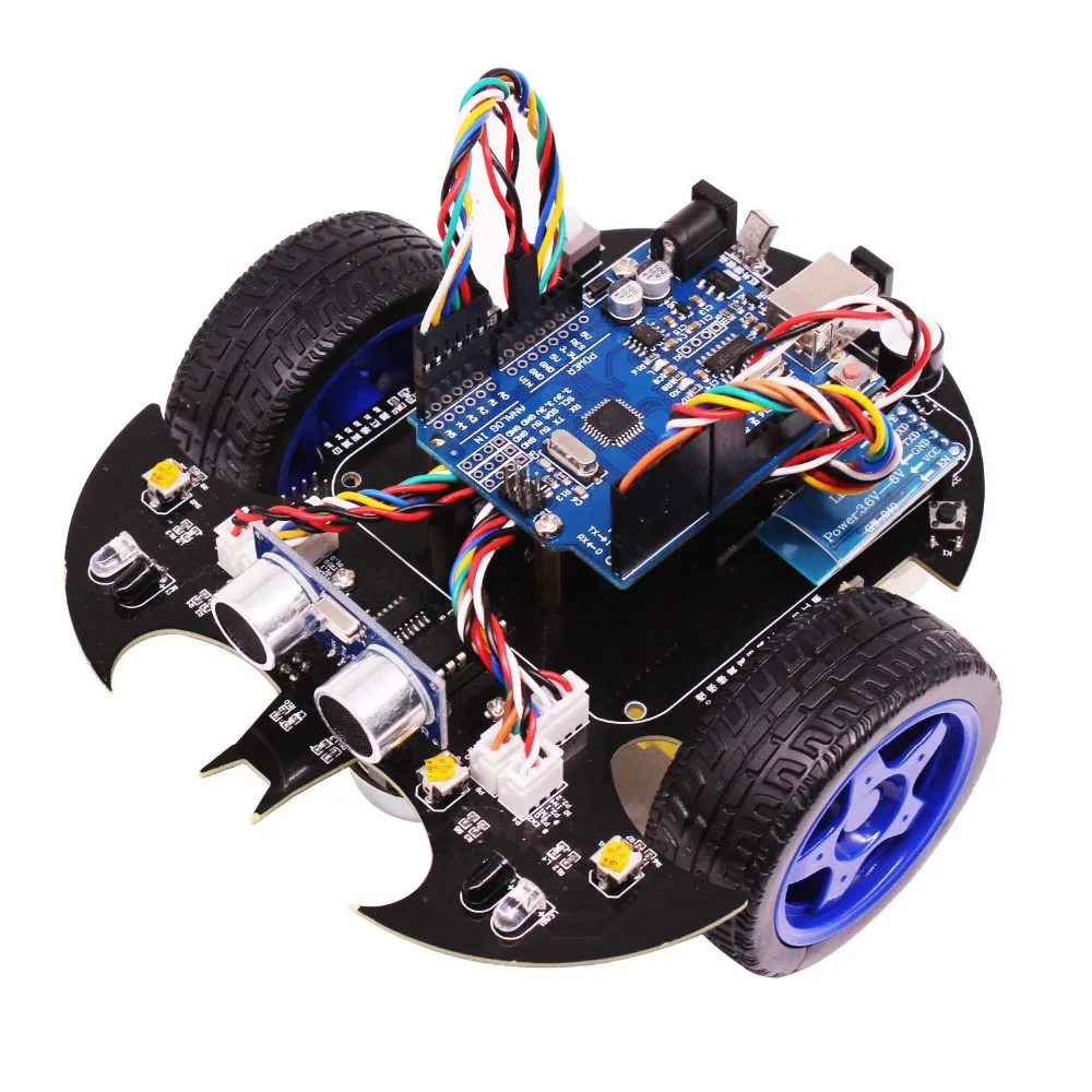 Robot Car Kit for Arduino Electronic Robotics Starter Learning Building Kits Bat Smart Robots Toy for Programmable STEM Educatio