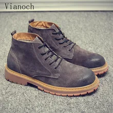 Новые модные Для мужчин s ботильоны зима-осень Весенние мужские туфли Сапоги Обувь На Шнуровке Винтаж человек Для мужчин 0049