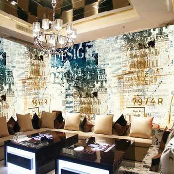 

Vintage Wallpaper Alphabet Photo Mural Restaurant Clubs KTV Bar Personality Abstract Exaggeration Wallpapers Papel De Parede 3D
