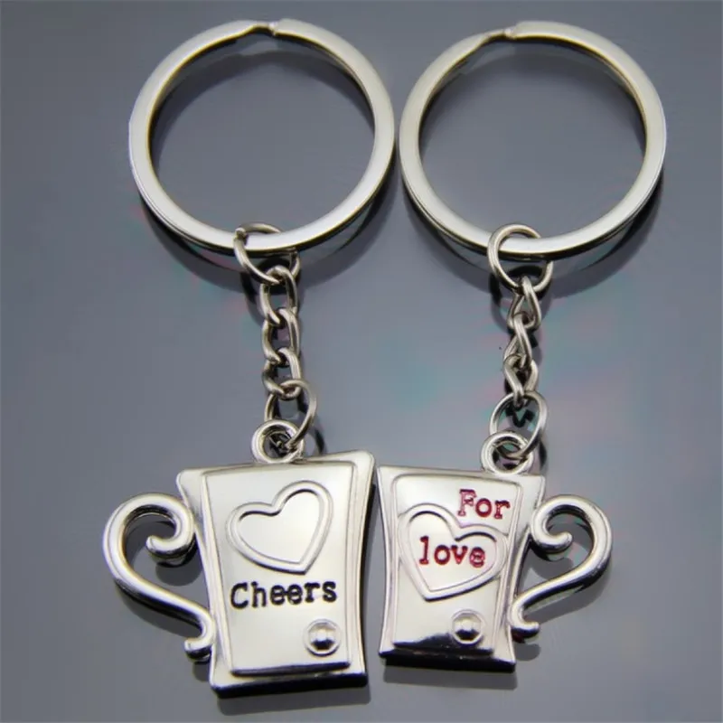 20 видов стилей металлическая любовная металлическая цепочка для ключей с сердцем для женщин очаровательные парные брелки для ключей прекрасные подарки для аксессуаров в стиле панк - Цвет: Бежевый