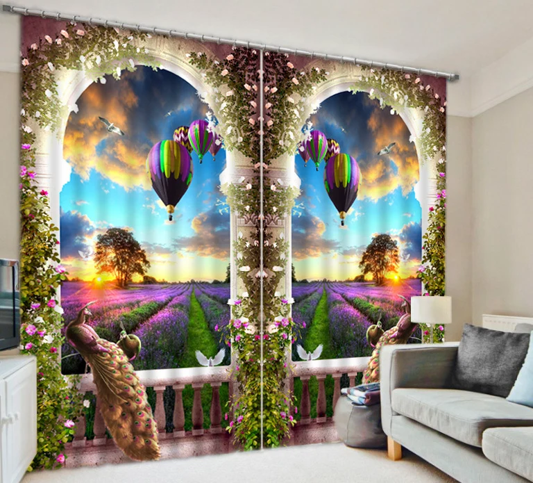 

3D Photo Beautiful world peacock flower Blackout Window Curtains For Living room Bedding room Hotel/Office Drapes Cortinas para