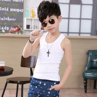 children's top toddler boy tank tops kids undershirt boys girls camisole cotton soft singlet child teenager 2/5/6/8/10/13 year baby white cotton t shirt	 Tops & Tees