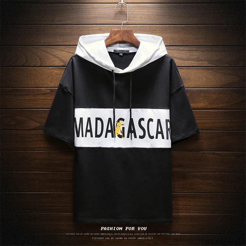 

2018 Summer Fashion Mens Casual Round Neck T shirt New Men's Personality Creative Giraffe Print Hooded Short Sleeve Tshirt men