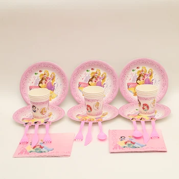 

189Pcs/lot Princess Kids Birthday Party Decorations Cup Plate Tablecloth Straw Napkin Cartoon theme Disposable Party Supplies