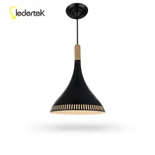 LEDERTEK New Wooden Iron Lampshade LED Bulb Bedroom Kitchen E27 Pendant Lights Nordic For Home Lighting Modern Hanging Lamp