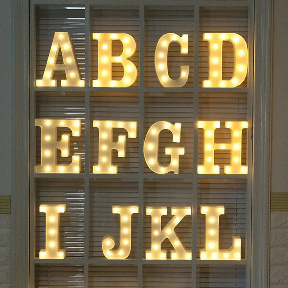 

26 Letters White LED Night Light Marquee Sign Alphabet Lamp For Birthday New Year Valentine's Day Decoration Wedding Decoration