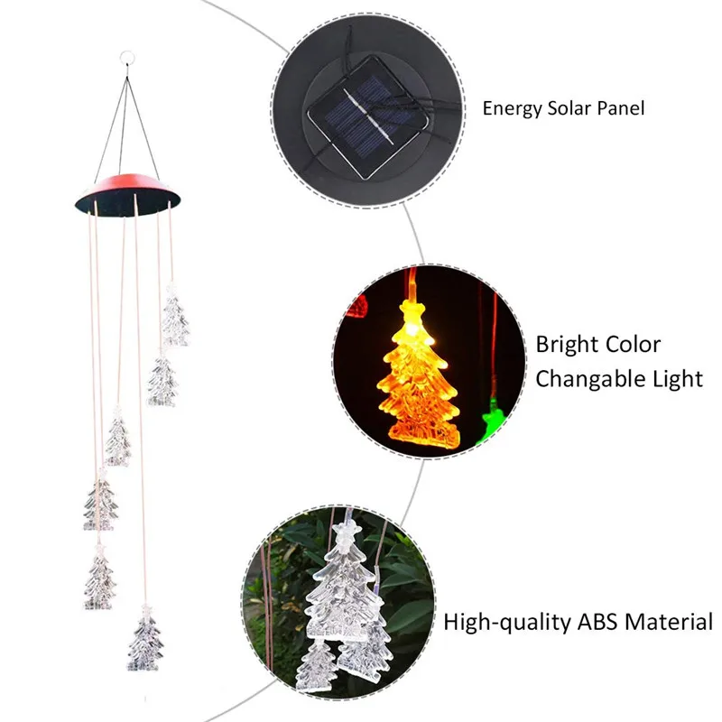 9 видов солнечный светильник на открытом воздухе светодиодный ветровой колокольчик меняющий цвет спиральный ветровой колокольчик наружный декоративный светильник садовый светильник
