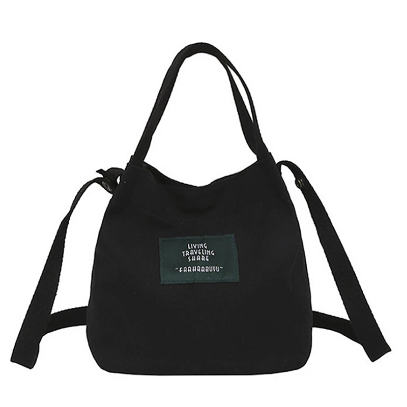 1 шт. Повседневная Холщовая Сумка женская переносная сумка через плечо сумки для покупок многофункциональная многоразовая сумка для покупок - Цвет: Черный