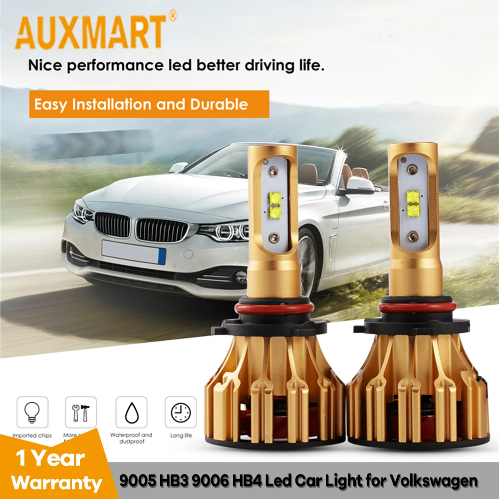 Auxmart Автомобильный светодиодный светильник 9005 HB3 9006 HB4 для Volkswagen Goif/GT/ Passat 70 Вт 7000lm