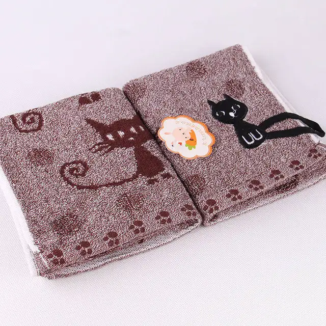 1 PC 25*50CM Cotton Towel Cat Animal Printed Soft Absorbent Home Kids ...