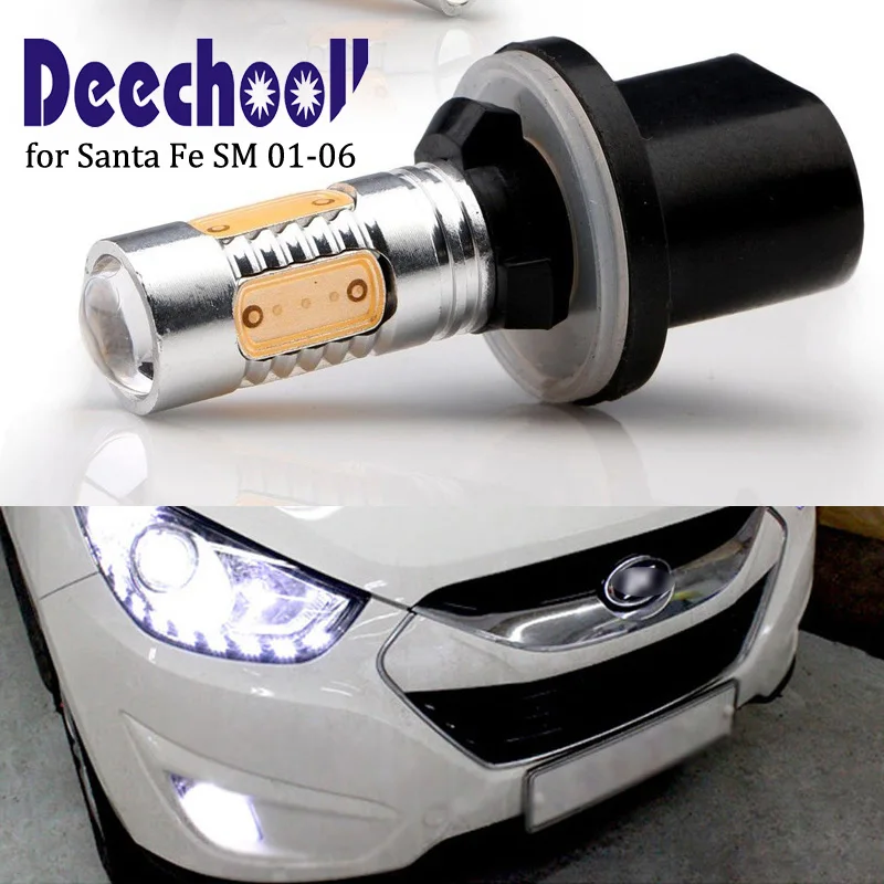 Автомобильные светодиодные COB лампы deechooll 2 шт. для Hyundai Santa Fe SM 2001 2006 880 H27W/1