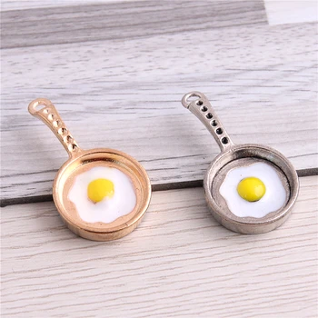 

20pcs Alloy Retro Two colol KC Gold Plated Frying pan with Eggs Jewelry Making Pendant Charm Accessory Suspension