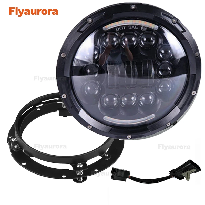 

7inch Round LED Headlight Angle Eyes Headlamp for Lada Niva 4x4 suzuki Samurai Hummer H1H2 Projection Headlight for VAZ 2101