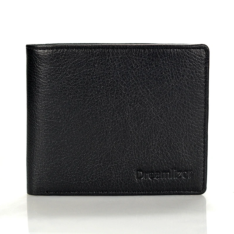 Dreamlizer мужской классический тонкий двойной кожаный бумажник короткий итальянский зернистый мужской кошелек из натуральной кожи большой карман для монет сумка для мальчика