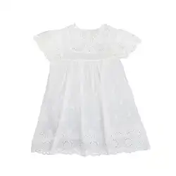 Детские платья для принцессы Летняя одежда для девочек 2018 Одежда для детей; малышей; девочек Цветочный принт кружева принцесса полые белое