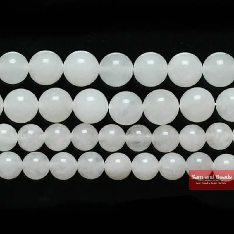 

Free Shipping Round Smooth Crystal White jadee Chalcedony Beads Fashion Jewelry Beads For Jewelry Making Strand 16" WJB01