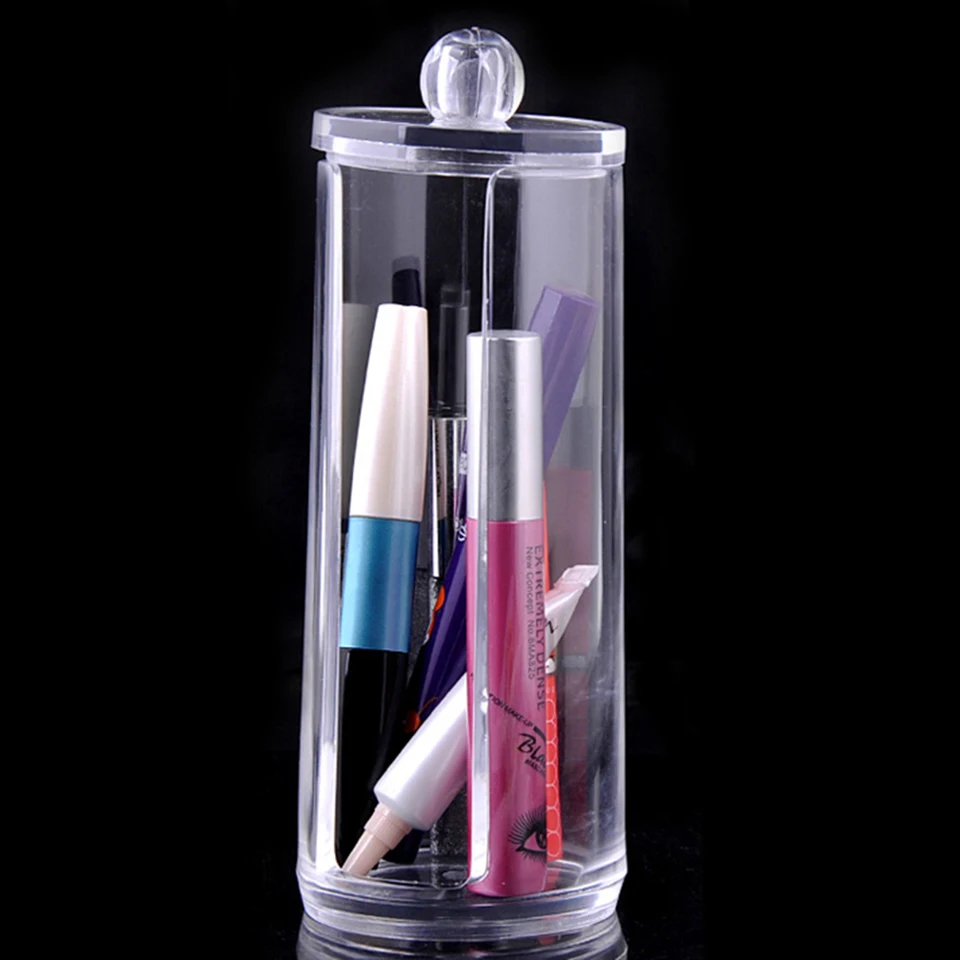 

Transparent Makeup Organizer Clear Acrylic Cylindrical Brush Make Up Cosmetic Holder Display Storage Box Case No.297