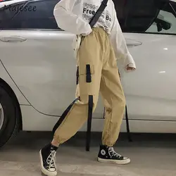Брюки мужские однотонные простые универсальные корейский стиль свободные Harajuku уличная хип-хоп карманы Leisuer повседневные брюки-карго