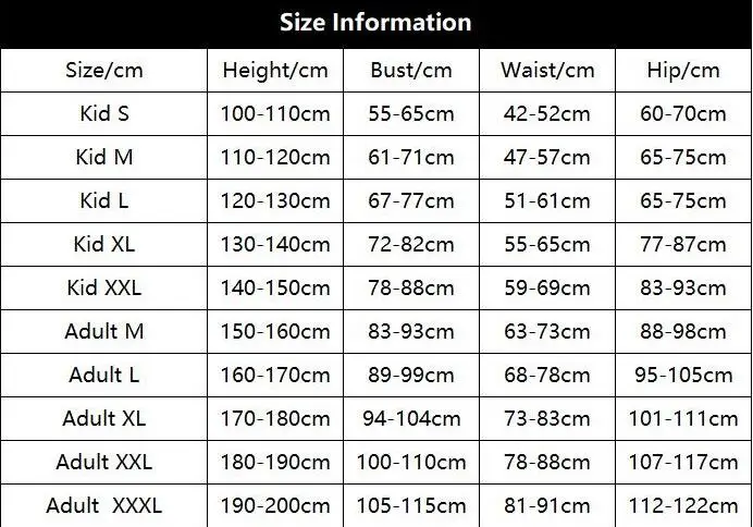 kid sizes chart