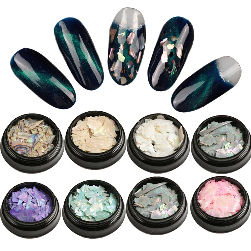 

9 Color Irregular Sea Shell Flakes Natural Pink Purple Blue Nail Glitter Powder Sequins DIY Shell Decoration for Gel Polish