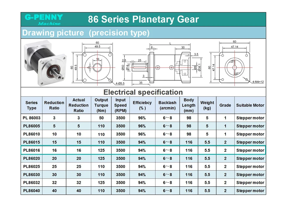 Nema34 шаговый двигатель планетарный редуктор соотношение 1:16 планеты КПП 86 мотор точности типа, высокий крутящий момент высокого качества 6~ 8 угл