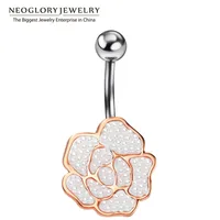 Neoglory розовое золото цвет цветок Дизайнер пупка пряжки кольцо тела модные летние украшения для женщин 2020 Новинка PE1 QC3 - изображение