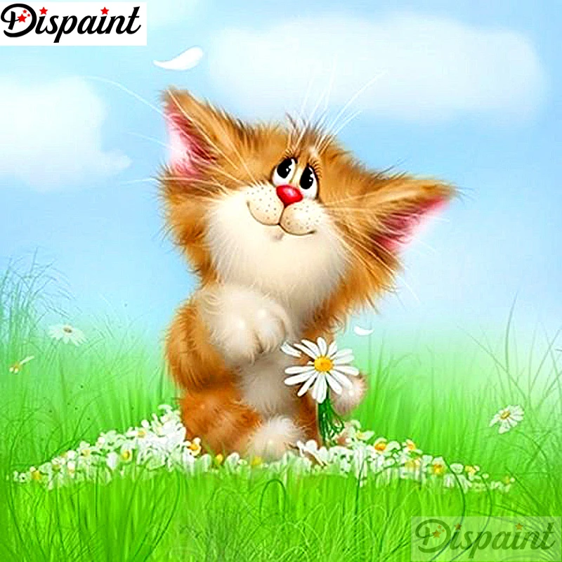 

Dispaint Full Square/Round Drill 5D DIY Diamond Painting "Cartoon cat" 3D Embroidery Cross Stitch 5D Home Decor A10684