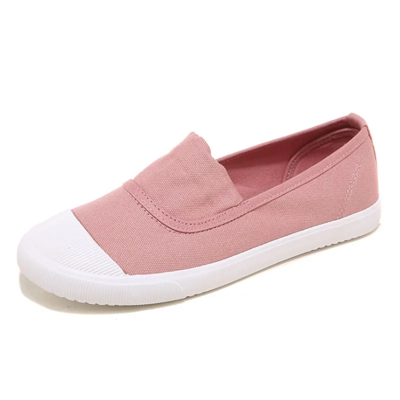 slip on round toe flat canvas sneakers